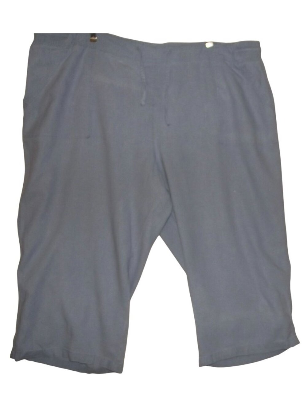 Denim & Company Capri Pants Womens 3XL blue linen viscose (d&co) crop pockets